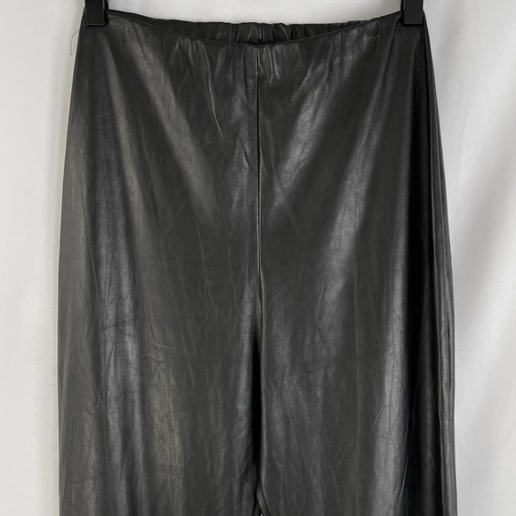 PrettyLittleThing Black Faux Leather Side Split Hem High Rise Pants Size 6 - Picture 7 of 16